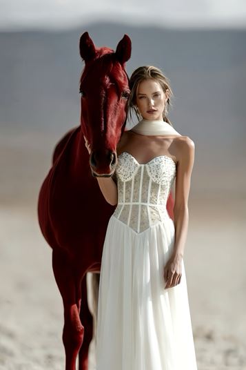 Abito da sera senza spalline con gonna a trapezio